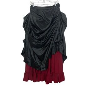Victorian Choice Bustle Skirt Women's Large Black Burgundy‎ Steampunk Gothic